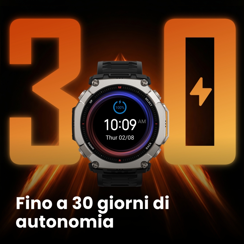 Amazfit T-Rex Ultra 2 129.5 cm (51") AMOLED 51 mm Digital 480 x 480 pixels Touchscreen Titanium Wi-Fi GPS (satellite)