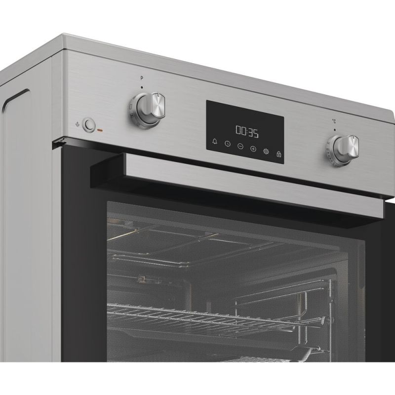 Hotpoint Ariston H6I8LMSAX cucina libera installazione inox, 60x60cm, piano induzione,forno elettrico ventilato, 73Lt, classe A