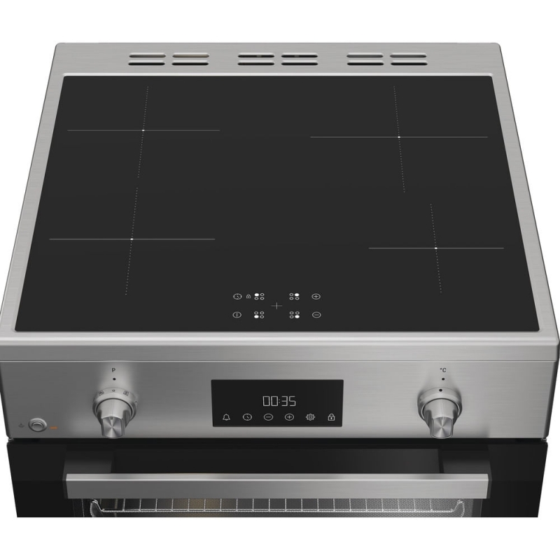 Hotpoint Ariston H6I8LMSAX cucina libera installazione inox, 60x60cm, piano induzione,forno elettrico ventilato, 73Lt, classe A