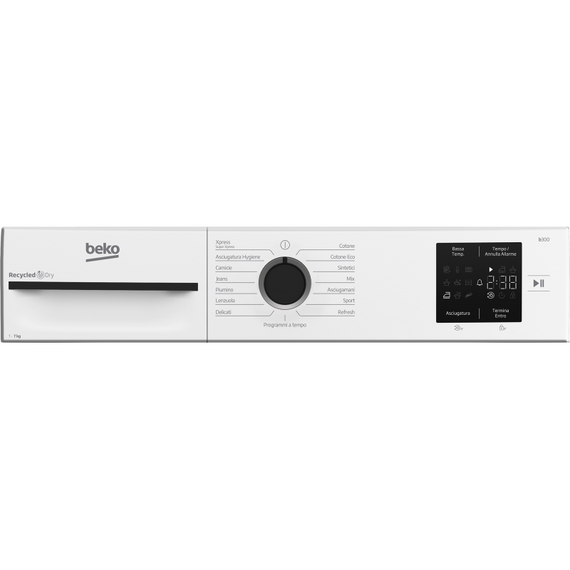 Beko BMTEP73EB 7kg, Classe D, Linea Estetica NX, motore asincrono, Display digitale, colore Bianco, oblò Nero