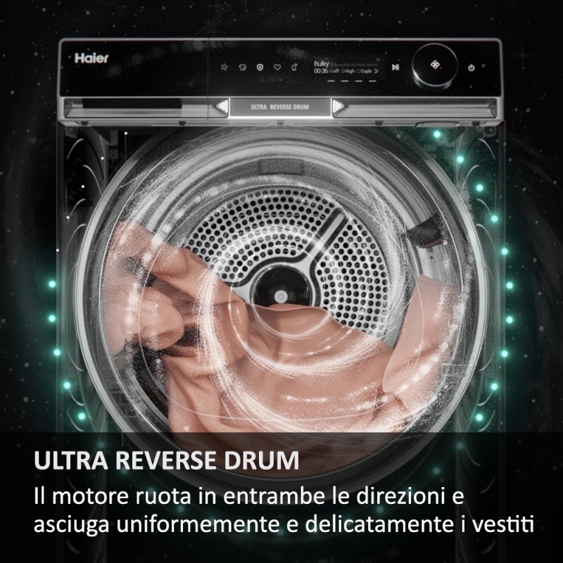 Haier Ultra X11, Asciugatrice 9 KG, Classe C, Bianco, Inverter, I-Refresh PRO, Wi-Fi, Smart AI, Ultra Reverse, HD90-A3Q397U1-S