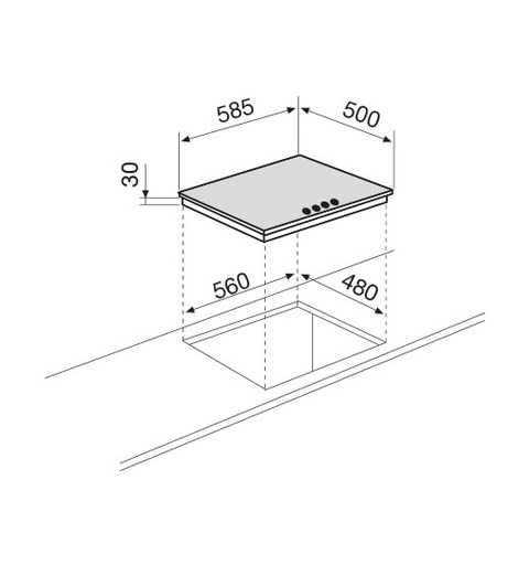 Glem Gas GT645SA plaque Sable Intégré 60 cm Gaz 4 zone(s)