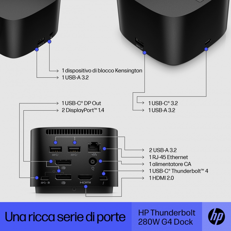 HP Station d’accueil Thunderbolt 280 W G4 avec câble combo