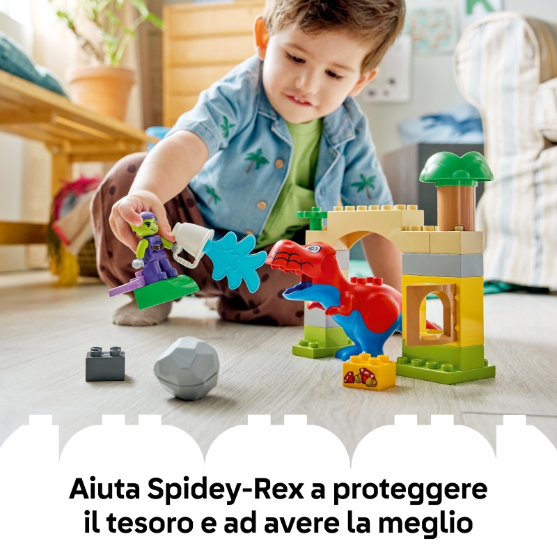 LEGO DUPLO Dinosaurio Spidey-Rex vs. Duende Verde