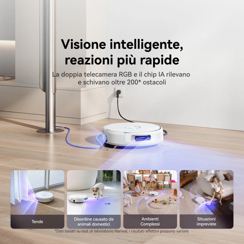 NARWAL Flow Robot Aspirapolvere Lavapavimenti All-in-one, FlowWash, Aspirazione 22000Pa, Fotocamera AI, Pulizia Tappeti,