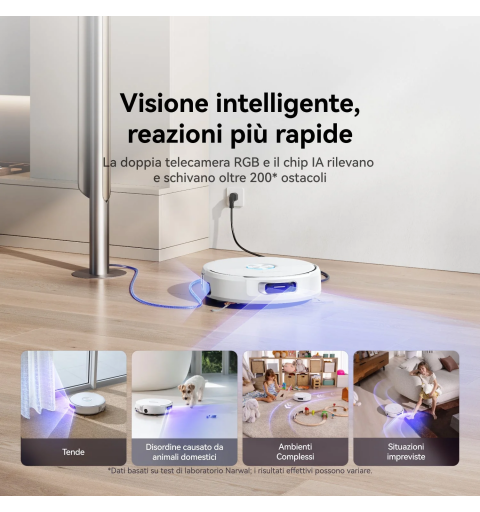 NARWAL Flow Robot Aspirapolvere Lavapavimenti All-in-one, FlowWash, Aspirazione 22000Pa, Fotocamera AI, Pulizia Tappeti,