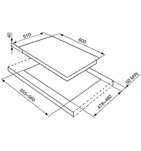 Smeg SLR64SGH plaque Acier inoxydable Intégré Gaz 4 zone(s)