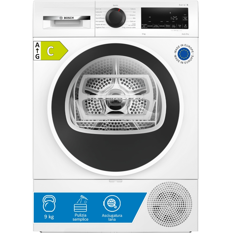 Bosch Serie 6 WQG243D8IT Asciugatrice a pompa di calore 9 kg Bianco