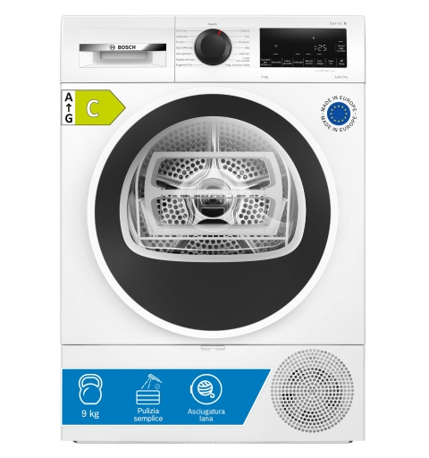 Bosch Serie 6 WQG243D8IT sèche-linge Pose libre Charge avant 9 kg Blanc