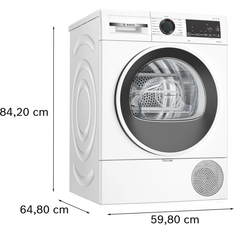 Bosch Serie 6 WQG243D8IT tumble dryer Freestanding Front-load 9 kg White