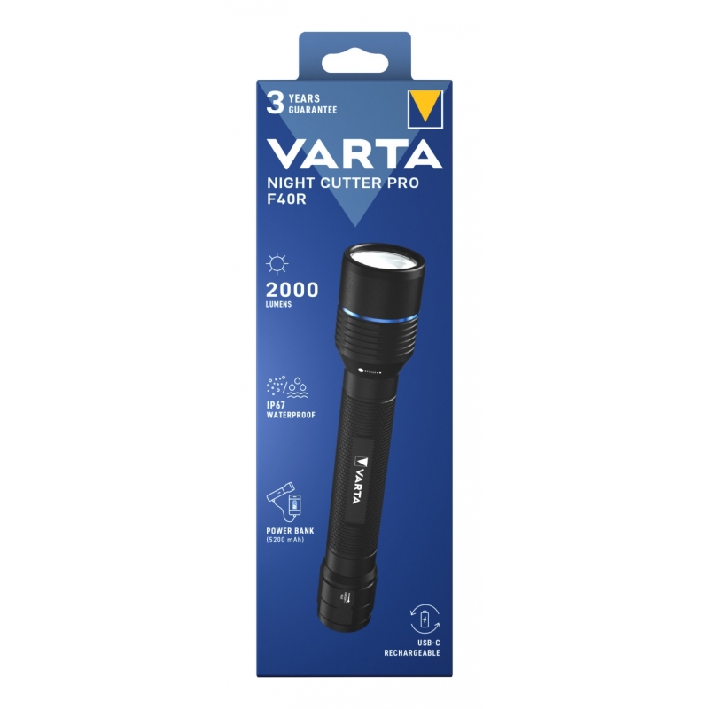Varta Night Cutter Pro F40R Negro Linterna de mano LED