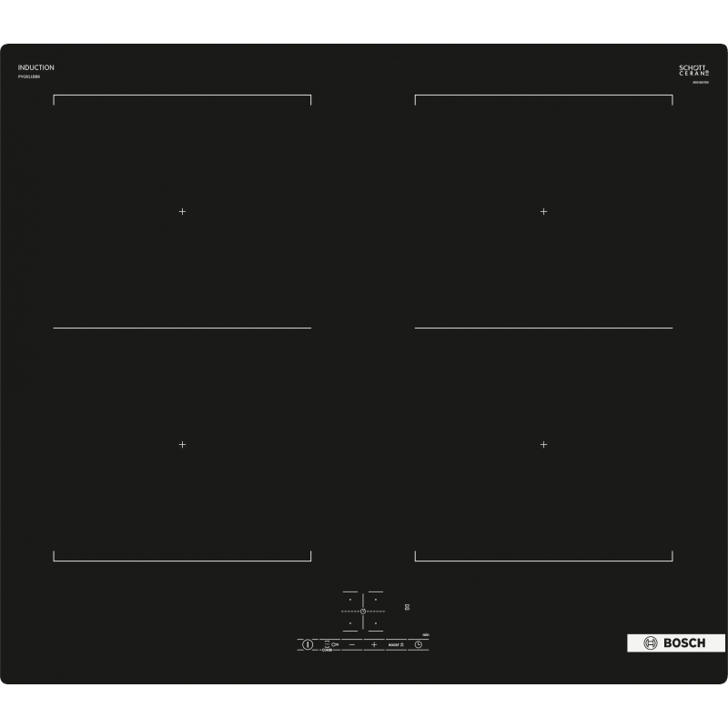 Bosch Serie 4 PVQ611BB6E plaque Noir Intégré 60 cm Plaque avec zone à induction 4 zone(s)