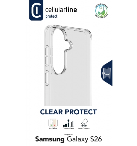 Cellularline Clear Protect - Galaxy S26 Coque rigide avec bords en caoutchouc