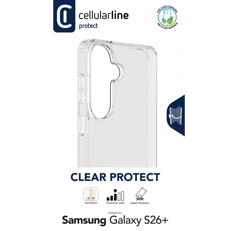 Cellularline Clear Protect - Galaxy S26+ Custodia rigida con bordi in gomma