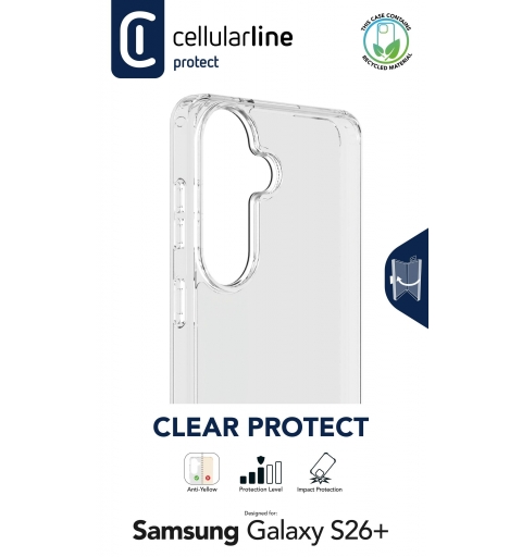 Cellularline Clear Protect - Galaxy S26+ Funda rígida con bordes de goma