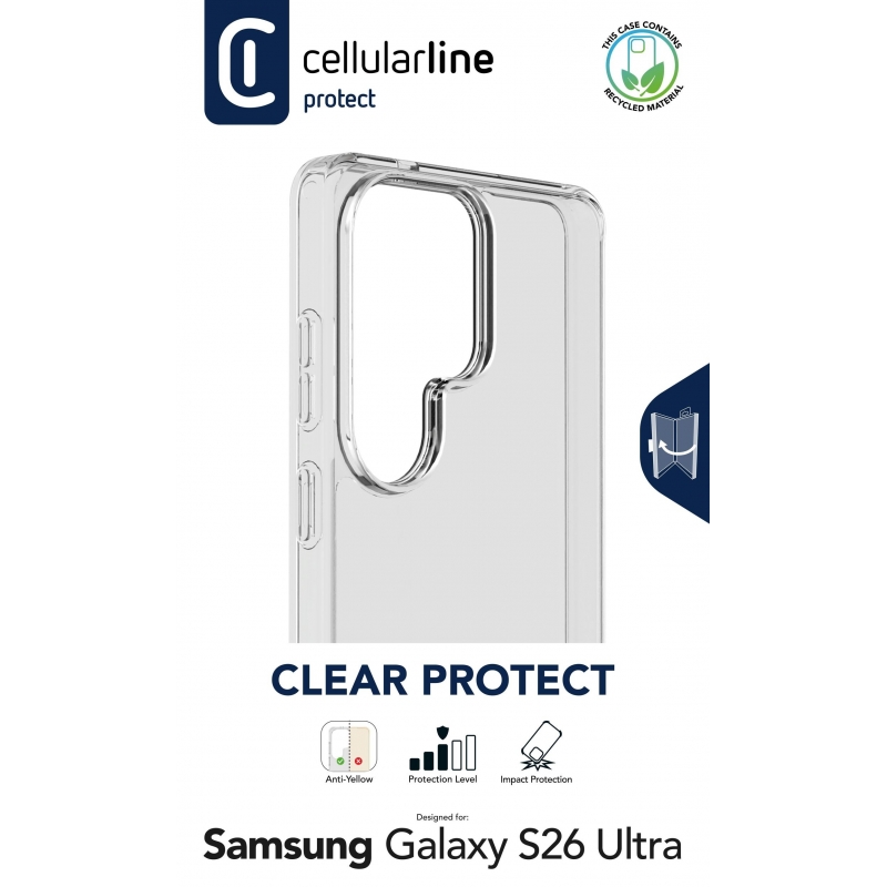 Cellularline Clear Protect - Galaxy S26 Ultra Funda rígida con bordes de goma