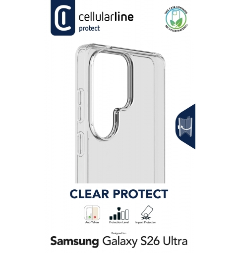 Cellularline Clear Protect - Galaxy S26 Ultra Starre Schutzhülle mit Gummirändern