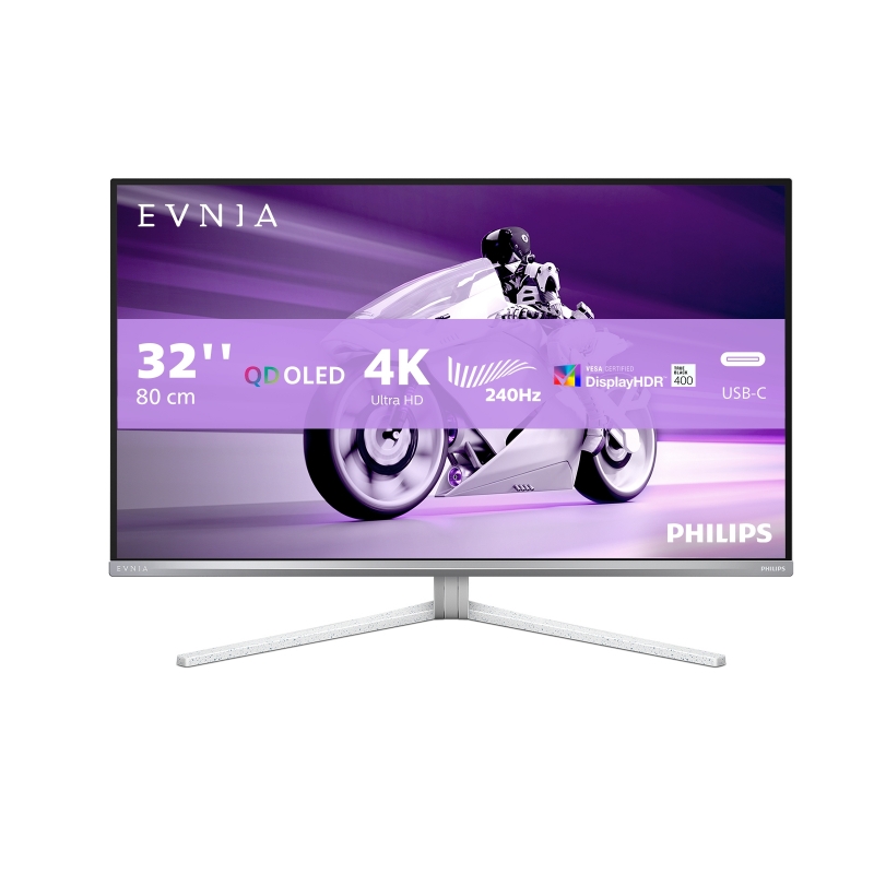 Philips Evnia 8000 32M2N8900 00 écran plat de PC 80 cm (31.5") 3840 x 2160 pixels 4K Ultra HD QD-OLED Blanc