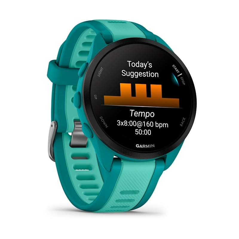 Garmin Forerunner 165 Music 3,05 cm (1.2") AMOLED 43 mm Digital 390 x 390 Pixel Touchscreen Türkis GPS