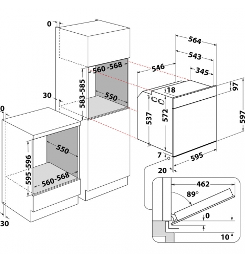 Whirlpool WOI4IS8PM0SXA1 73 l Schwarz, Edelstahl