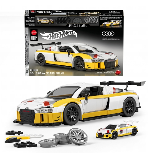 Mattel Brick Shop Hot Wheels ‘15 Audi R8 LMS Bauspielzeugset (820 Teile), für Sammler