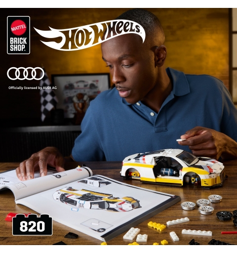Mattel Brick Shop Hot Wheels ‘15 Audi R8 LMS Building Toy Kit (820 Pieces), for Collectors