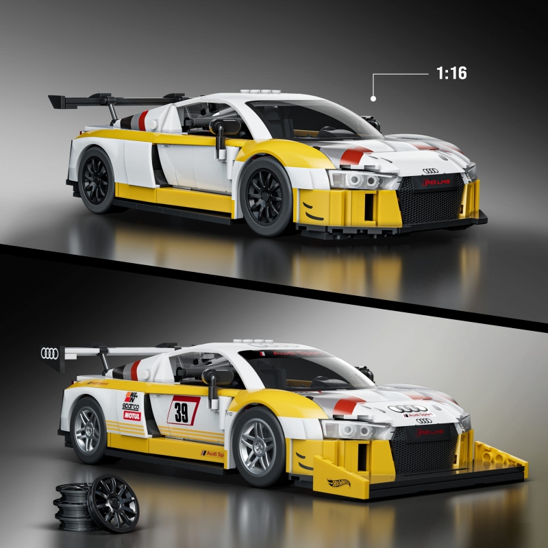 Mattel Brick Shop Hot Wheels ‘15 Audi R8 LMS Bauspielzeugset (820 Teile), für Sammler