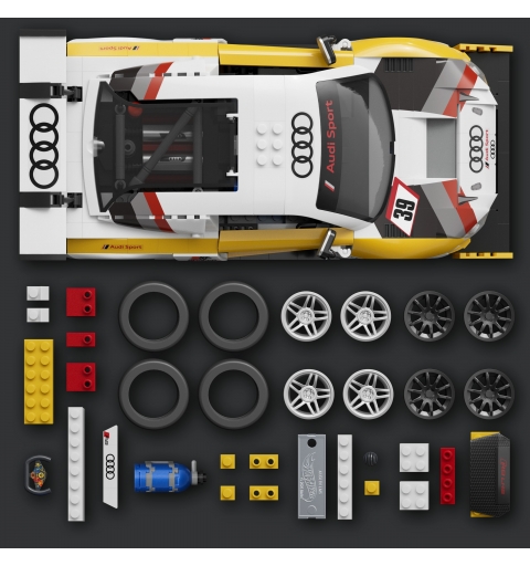 Mattel Brick Shop Hot Wheels ‘15 Audi R8 LMS Bauspielzeugset (820 Teile), für Sammler