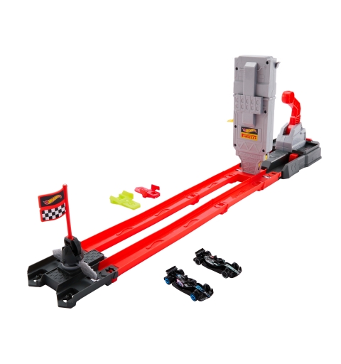 Hot Wheels City Racing Formula 1 Grid Start Track Set & 2 Die-Cast F1 Cars in 1 64 Scale