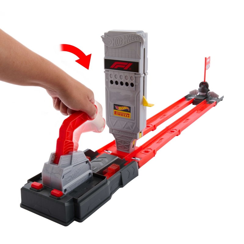 Hot Wheels City Race Formel 1 Startaufstellung-Start-Trackset mit 2 Die-Cast F1-Autos im Maßstab 1 64