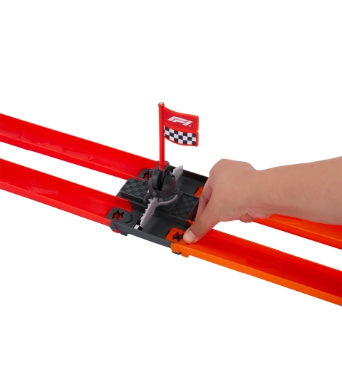 Hot Wheels City Race Formel 1 Startaufstellung-Start-Trackset mit 2 Die-Cast F1-Autos im Maßstab 1 64