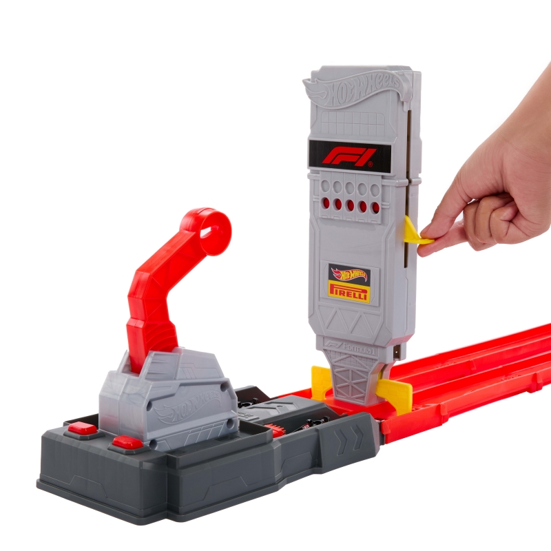 Hot Wheels City Race Formel 1 Startaufstellung-Start-Trackset mit 2 Die-Cast F1-Autos im Maßstab 1 64