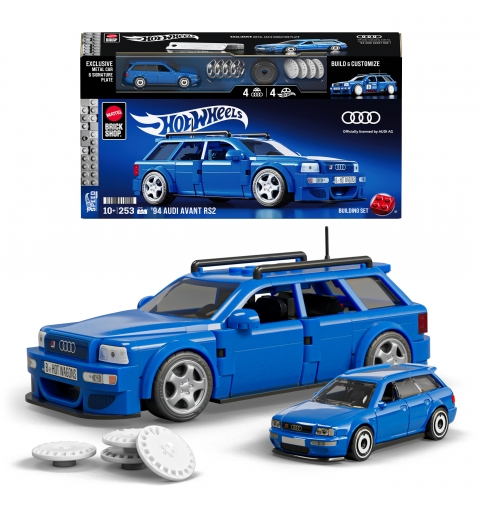 Mattel Brick Shop Hot Wheels 94 Audi Avant RS2 Bauspielzeugset (252 Teile), für Sammler