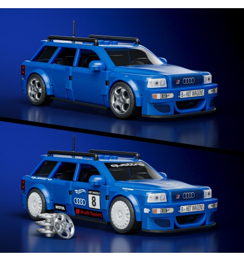 Mattel Brick Shop Hot Wheels 94 Audi Avant RS2 Bauspielzeugset (252 Teile), für Sammler