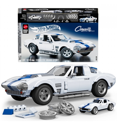 Mattel Brick Shop Hot Wheels Corvette Grand Sport Building Toy Kit (918 Pieces), for Collectors
