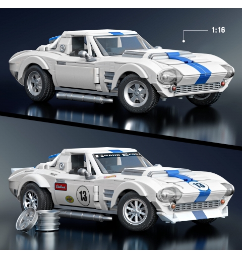 Mattel Brick Shop Hot Wheels Corvette Grand Sport Building Toy Kit (918 Pieces), for Collectors