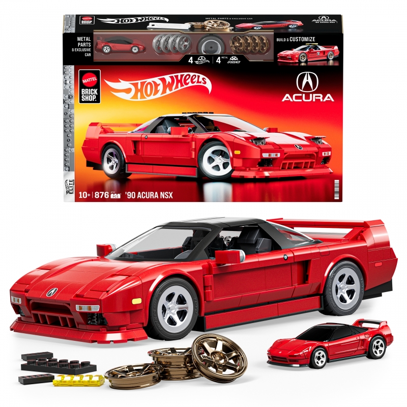 Mattel Brick Shop Hot Wheels ’90 Acura NSX Bauset (876 Teile), für Sammler