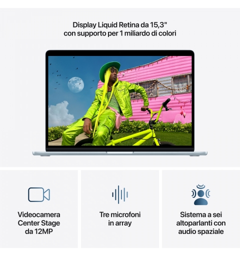 Apple MacBook Air Apple M M5 Ordinateur portable 38,9 cm (15.3") 16 Go 512 Go SSD Wi-Fi 7 (802.11be) macOS Tahoe Bleu
