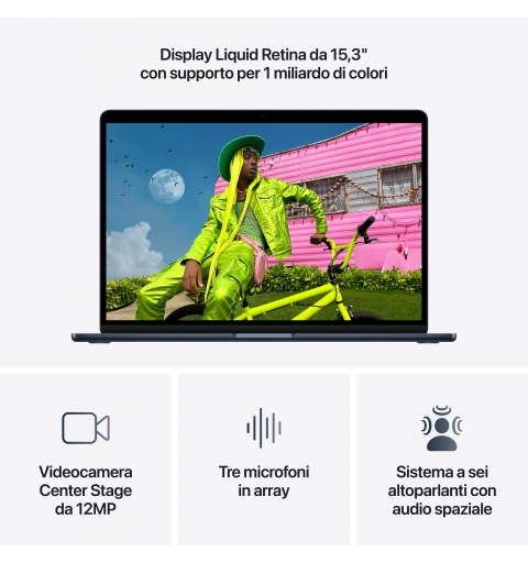 Apple MacBook Air 15-inch M5 chip with 10‑core CPU and 10‑core GPU, 16GB, 512GB SSD - Midnight