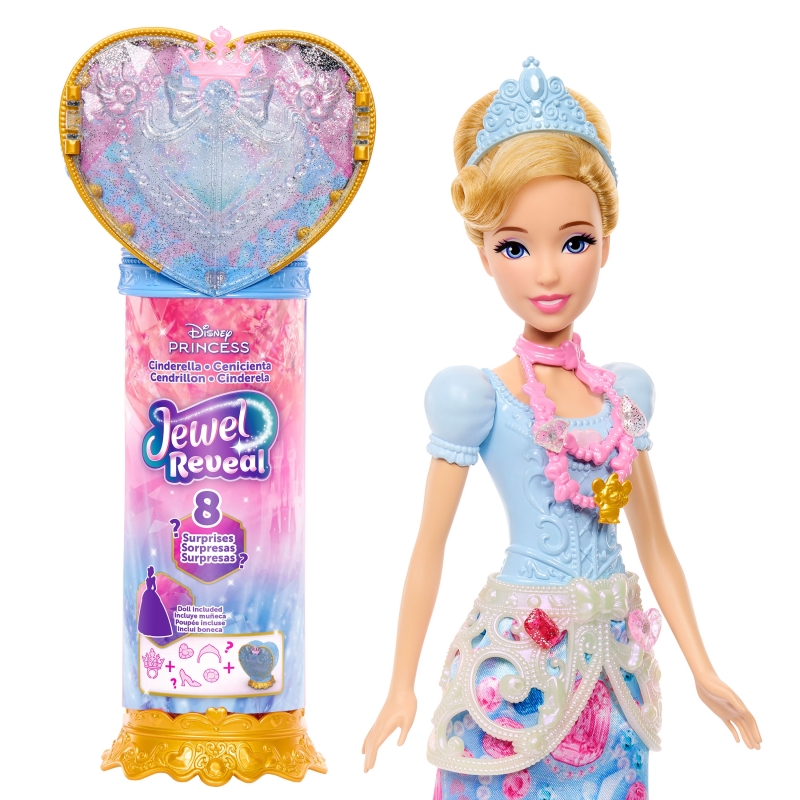 Disney Princess Jewel Reveal Cinderella Fashion Doll w 8 Surprises Including Gem Box & Accessories