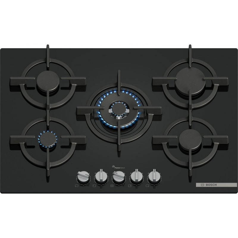 Bosch Serie 6 PPQ7A6I15 Piano cottura a gas 75 cm 5 fuochi Vetro Nero