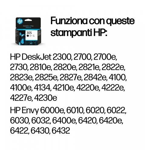 HP Cartuccia di inchiostro nero originale 305