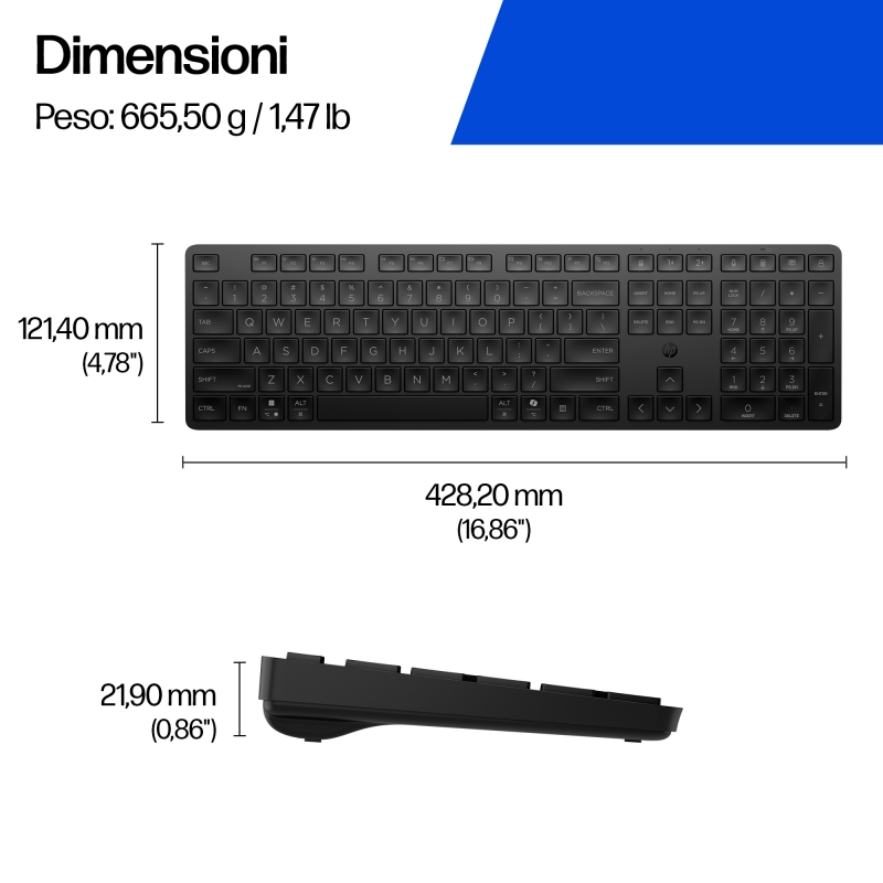 HP Tastiera 495K multi-dispositivo e dual-mode