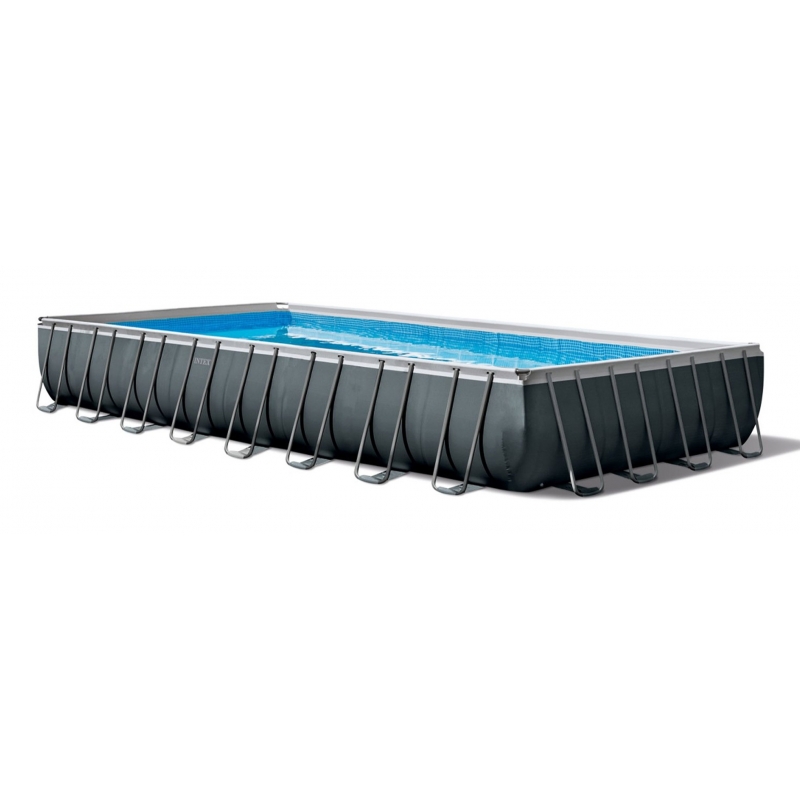 Intex 26374 piscina sobre suelo Piscina con anillo hinchable Rectangular 54368 L Antracita, Azul