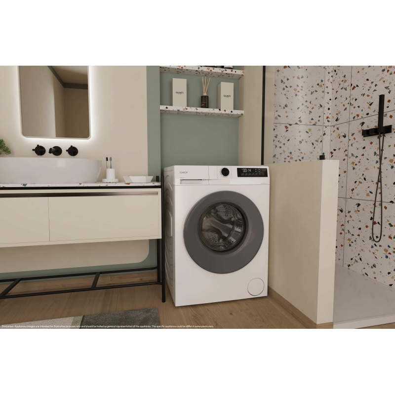 Candy GWD 485SG6-S Waschtrockner Freistehend Frontlader Weiß, Anthrazit