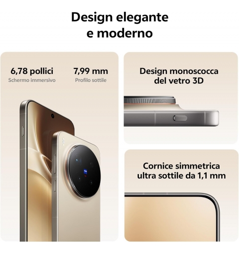 VIVO 5671344 smartphones 17,2 cm (6.78") SIM doble Android 16.0 5G 16 GB 512 GB Marrón