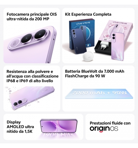 VIVO V70lite Fe 17,4 cm (6.83") Doppia SIM Android 16.0 5G USB tipo-C 8 GB 512 GB 7000 mAh Viola