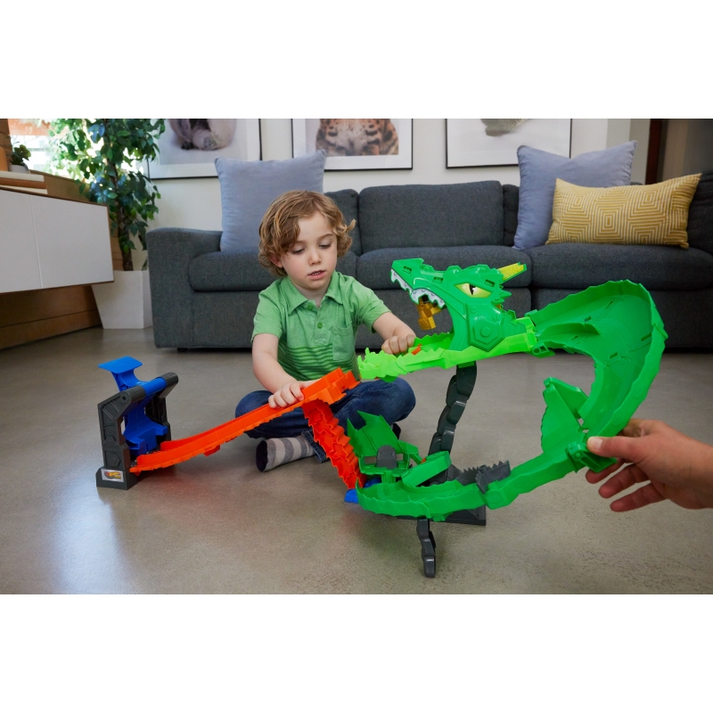 Hot Wheels Monster Trucks -Coffret Piste Dragon Sharks vs. Dinos