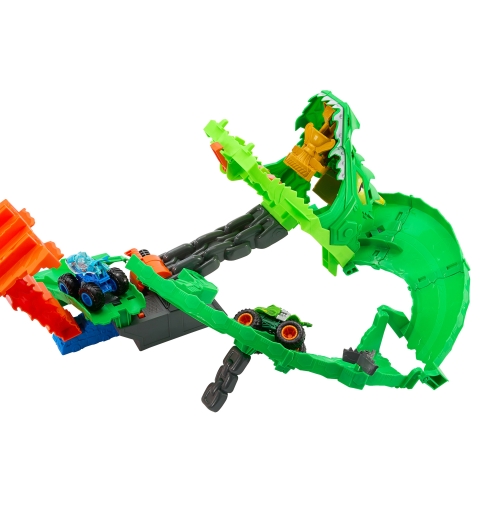 Hot Wheels Monster Trucks -Coffret Piste Dragon Sharks vs. Dinos