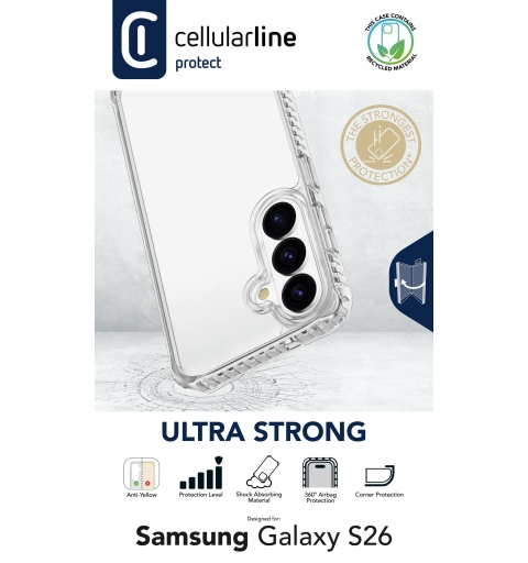 Cellularline Ultra Strong - Galaxy S26 Ultraschützende transparente Hülle mit stoßfesten Rändern und integrierten Luftkammern,